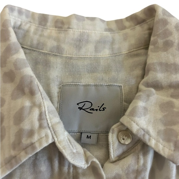 Rails Gray Ellis Jaguar Print Long Sleeve Cotton Lightweight Blouse Size M - Picture 5 of 8